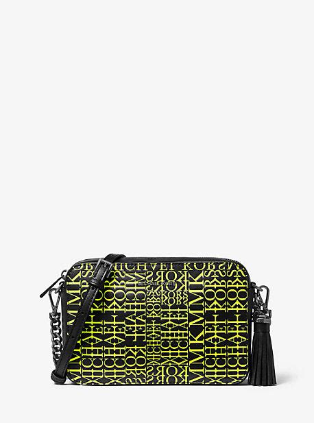 Ginny Medium Newsprint Logo Leather Crossbody Bag 